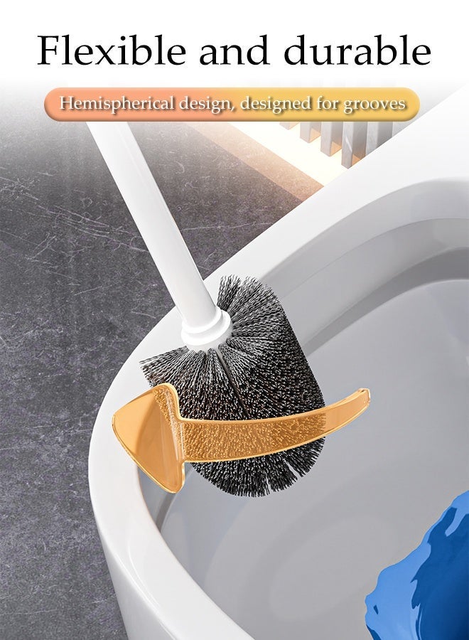 3 in 1 Toilet Brush Holder,with 360° Flexible Head and Strong Handle, Durable Toilet Cleaner Brush with Storage Base, Bathroom Cleaning Tool Set - Image 4